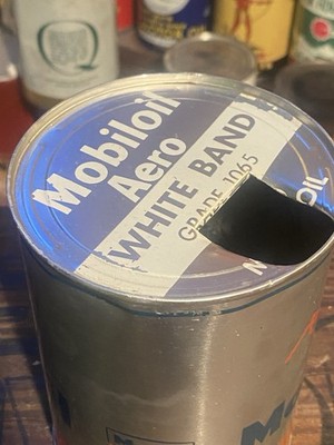 1950s Socony White Band Motor Oil Qt Can Mobil Sign Pegasus Gas
