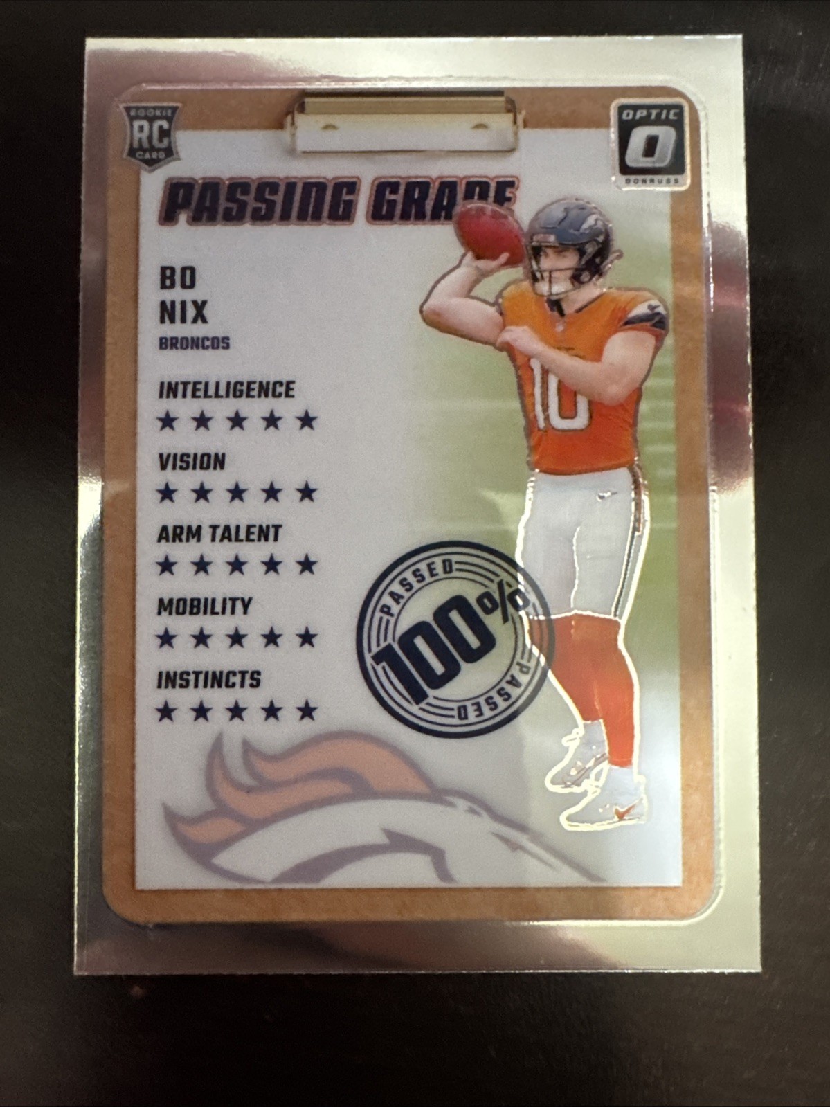 2024 Panini-Donruss Optic Bo Nix Passing Grade #3 RC Dever Broncos