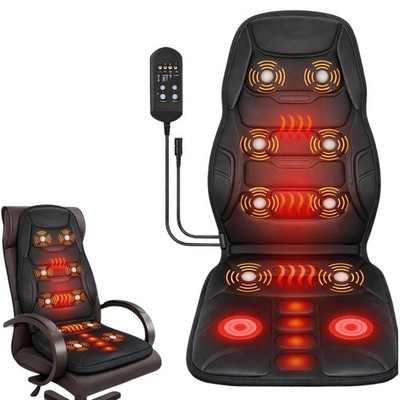 Massage Seat Cushion Heated Back Neck Body Massager Chair Remote Home Office Car