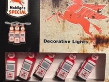 Mobil Special Gas Pump String Lights Set Of 10 Open Box - Tested Works.