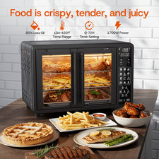 HOMSHADE 25QT French Door Air Fryer Toaster Oven Combo, Bake, Broil, Roast, 19