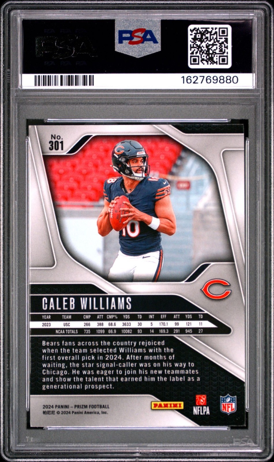 2024 Panini Prizm Rookies Caleb Williams 301 RC PSA 9 MINT  view 2