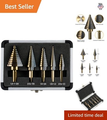 Efficient 50-Sizes HSS Titanium Step Drill Bits Set with Aluminum Storage Case