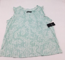 Lauren Ralph Lauren Women's Pajama Top, Aqua print, Large