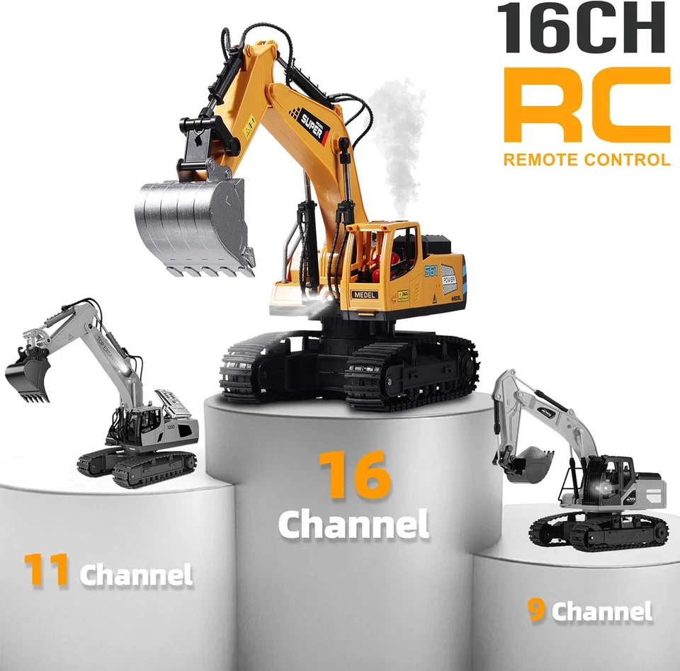 Remote Control Excavator Toys for Boys,16 Channel RC Excavator Construction Toys - Image 3 of 4