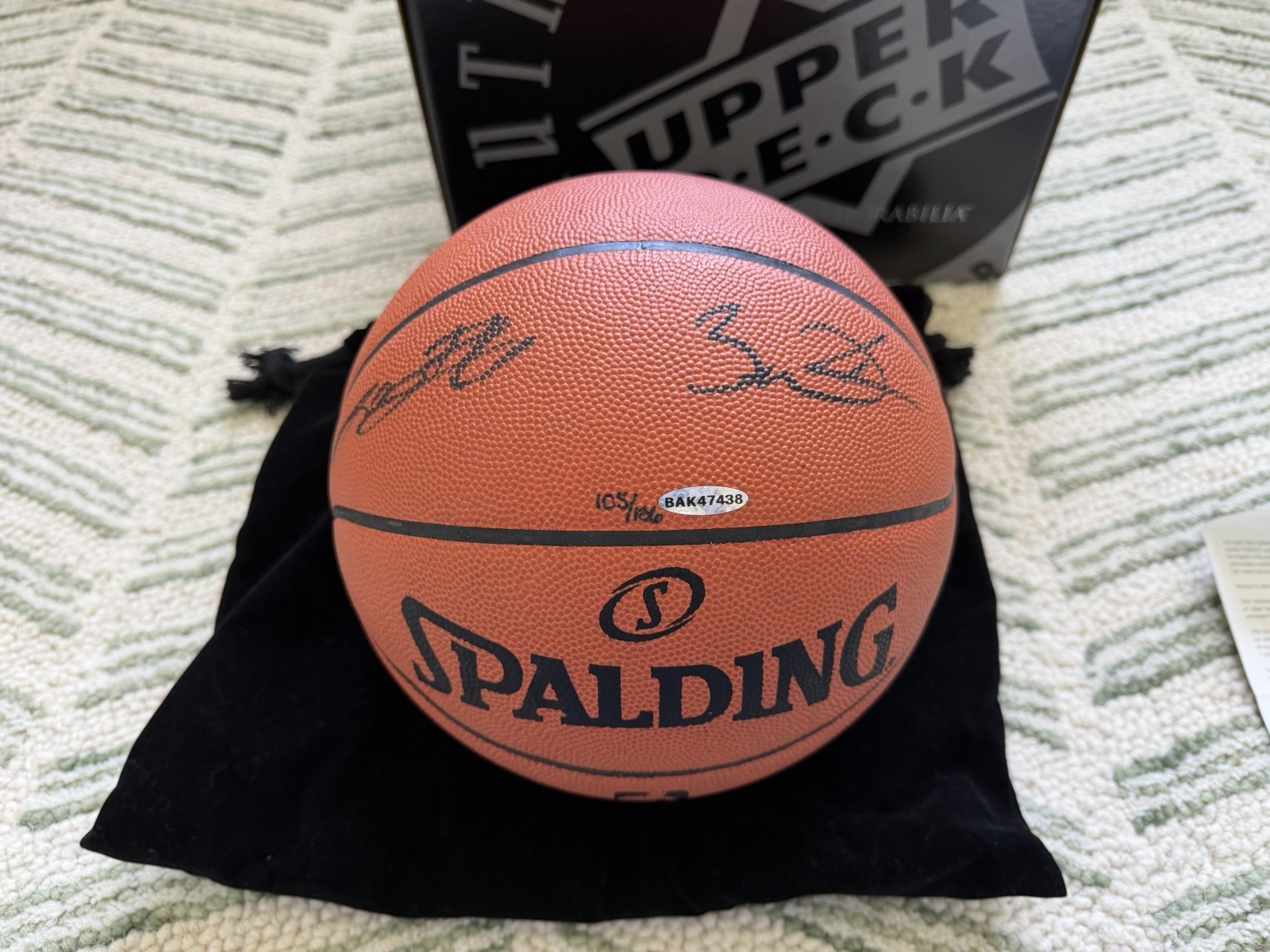 Spalding NBA Official Game Ball Dual Signed LeBron James Wade UDA Heat 105/136