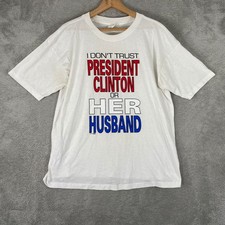 Vintage President Clinton Satire Shirt Mens XL White USA Made Single Stitch 90s