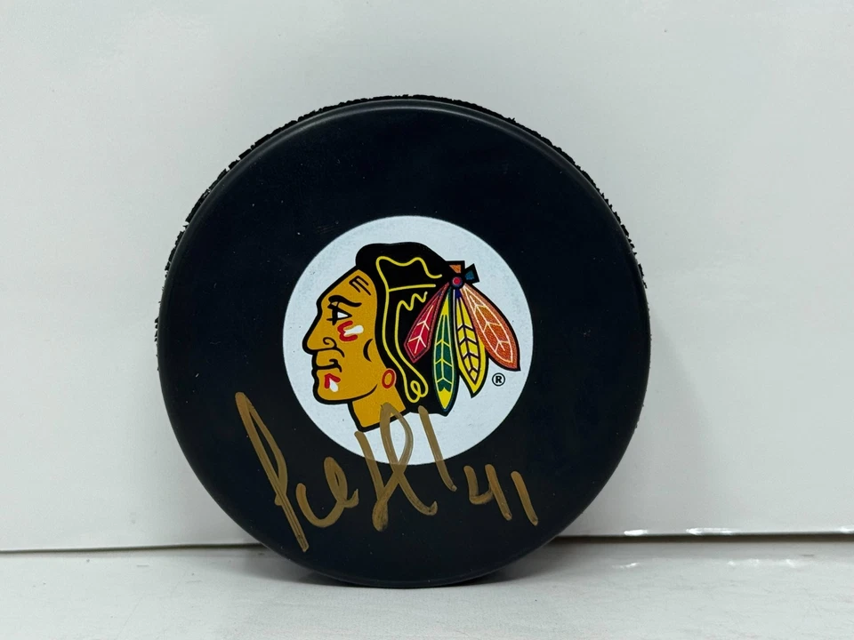 Jocelyn Thibault Chicago Blackhawks Firmado NHL Autógrafo Disco Dorado Automático Foto 4 de 4