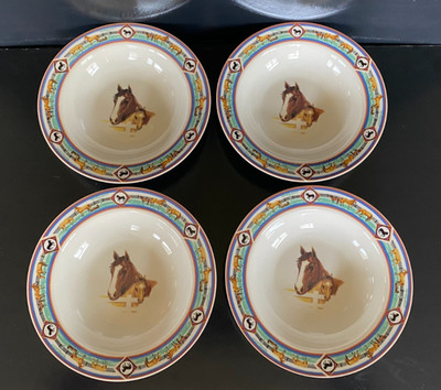 Folkcraft Stoneware/Cedar Valley Stables/Set of 4/New