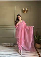 Pink Farshi Salwar Suit Set Designer Kurta Dupatta Party Wear Ethnic Dress XXL
