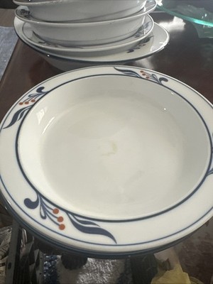 6 Dansk Rimmed Blue Bistro Flora BAYBERRY Salad Cereal Bowls Portugal  6 1/2''