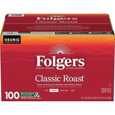 Folgers Classic Roast Coffee K-Cups, Medium - 100 Count