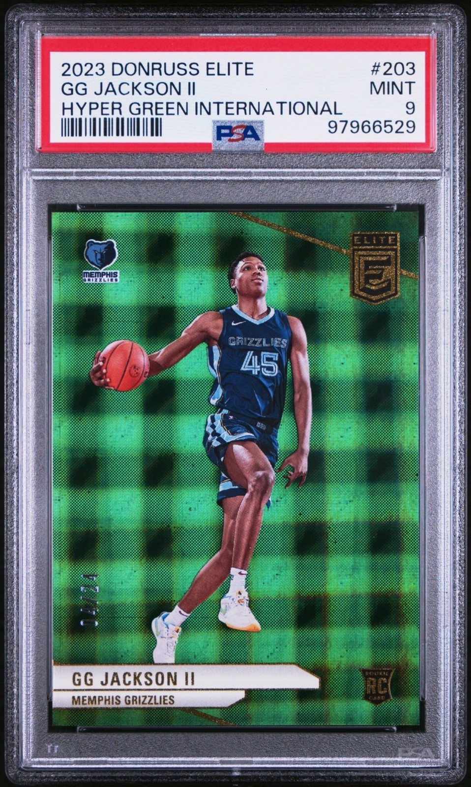 2023 Donruss Elite GG Jackson II #203 Hyper Green International /24 PSA 9 RC