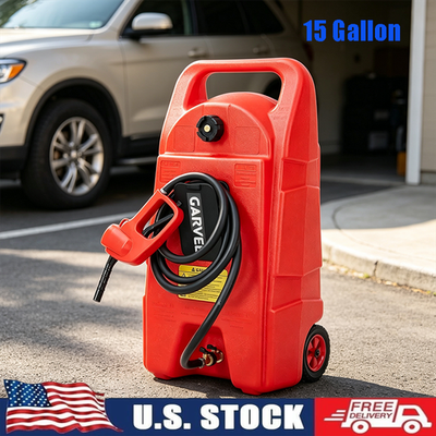 #ad #ad 15 Gallon Fuel Caddy Gas Fuel Tank Gas Can with Manual Transfer Pump amp; Wheels $145.60