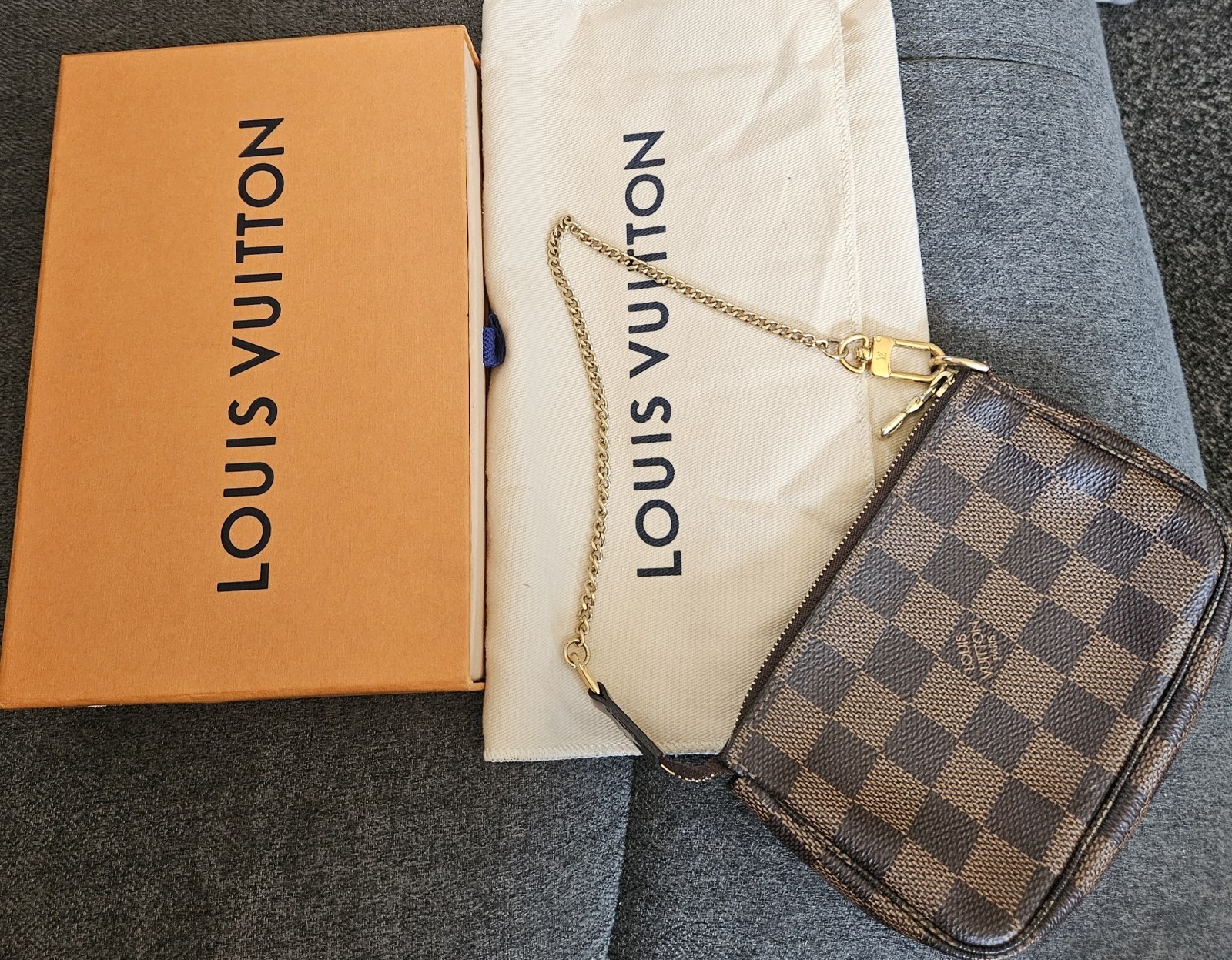 Louis Vuitton Mini Pochette Accessoires Damier Ebene Zip Clutch
