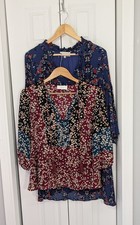Braeve Women's Size Small Lot Of 2 Tops Blouses Blue Red Multicolor