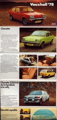 TILFF (BELGIEN) VAUXHALL-Händler ''Ets DEFLANDRE'' Flugblatt CHEVETTE 1978