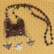 Maasai African Kenya Ritual Olbene Necklace Leather Beads Metal