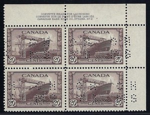 Canada, 1942, Scott #O260, Plate Block of 4, Plate #2, Mint, O.G., N.H.