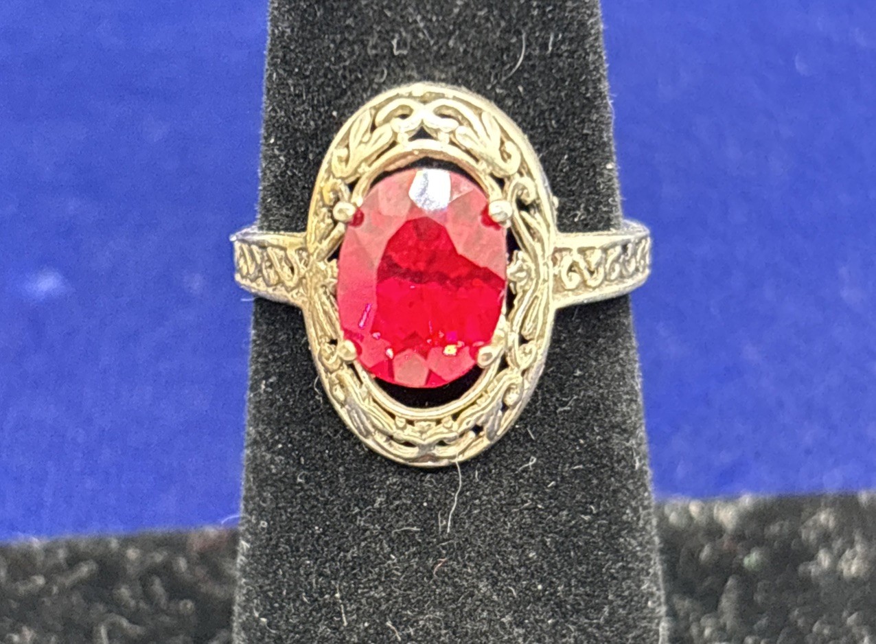 Ruby Sterling Silver Ring Size 6 - image 1