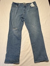 Levi  s 724 High Rise Straight Blue Denim Jeans Women  s Size 34 Distressed