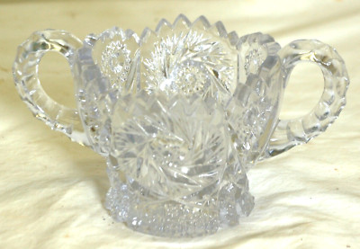 EAPC Footed Sugar Bowl Clear Cut Glass Pinwheel Pattern