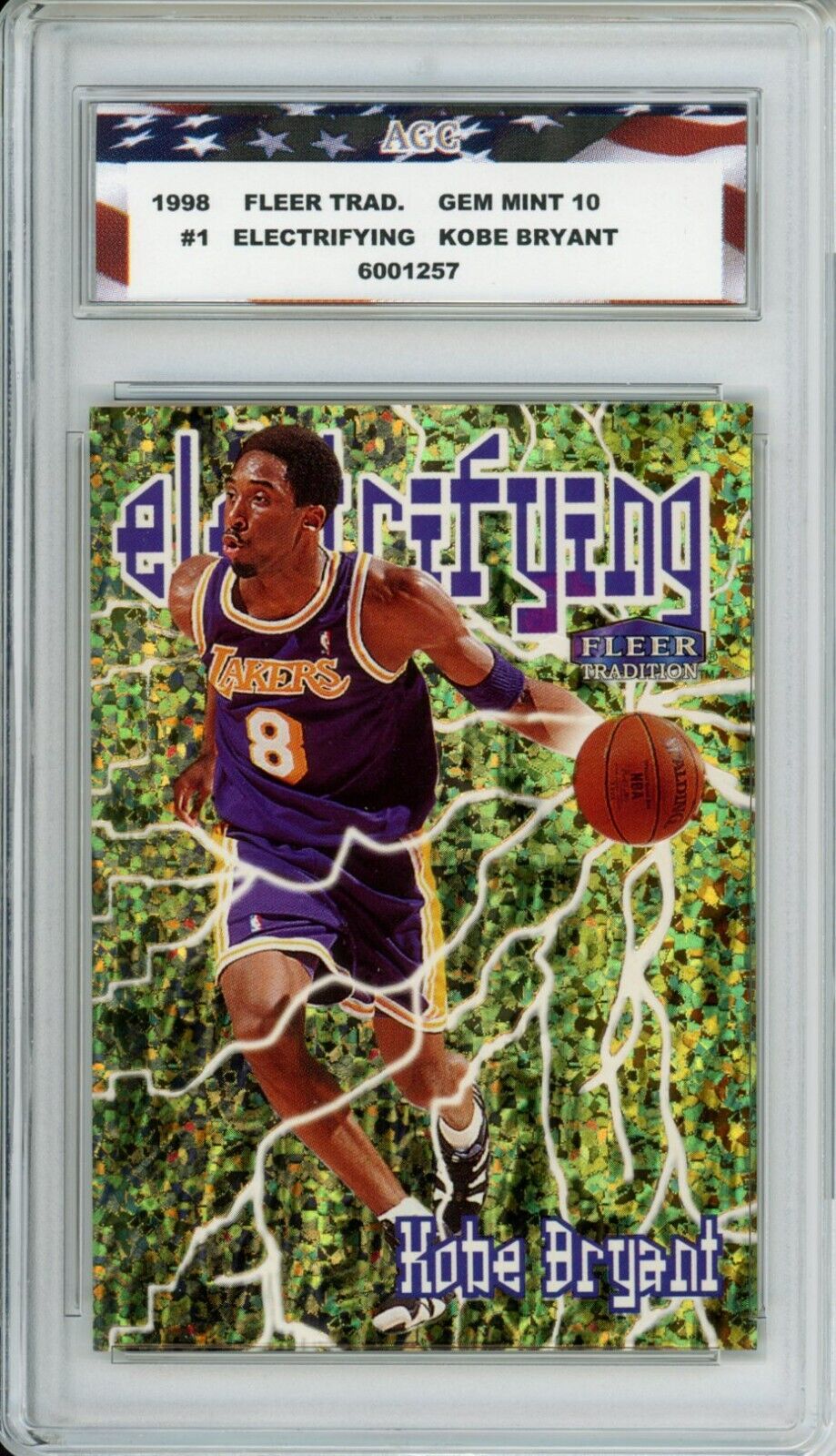 1998 Fleer Tradition #1 Kobe Bryant Electrifying AGC 10 Gem Mint LA Lakers