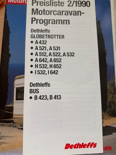 Motorcaravans 1990 Dethleffs Wohnmobil Prospekt Preisliste Broschüre Reisemobil - Bild 2 von 2