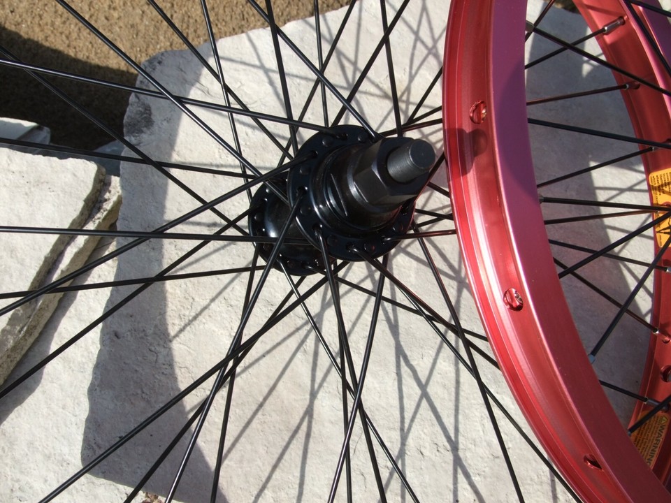 Anidized Rims 20x1.75 Alienation BMX Wheel Set Red Anodized Alumn. Dbl. Wall 3/8