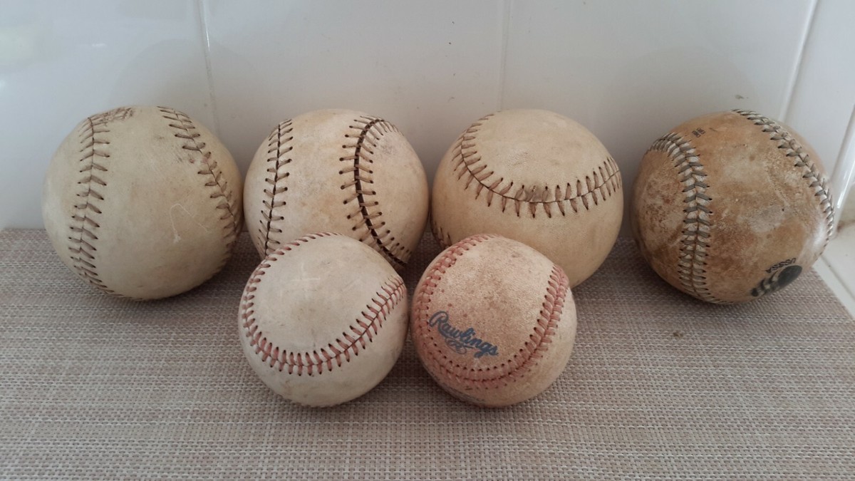 Lot De 7 Balles De Baseball Anciennes – Cuir Et Similicuir – Mélange 9/12 Pouces – Vintage