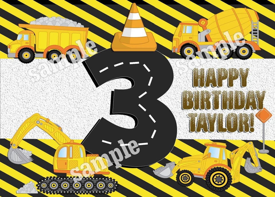 En construcción adorno de pastel de cumpleaños papel comestible hoja de azúcar camión volquete carretera Foto 3 de 3