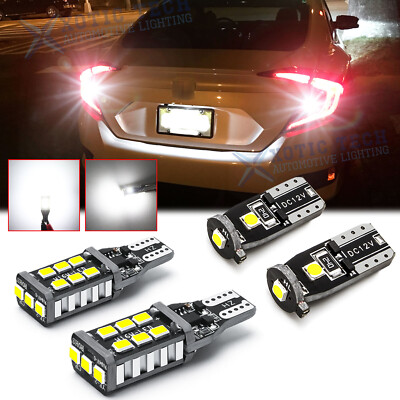 For Honda Civic Accord CRV LED T15 Strobe Reverse + T10 License Plate Light Bulb