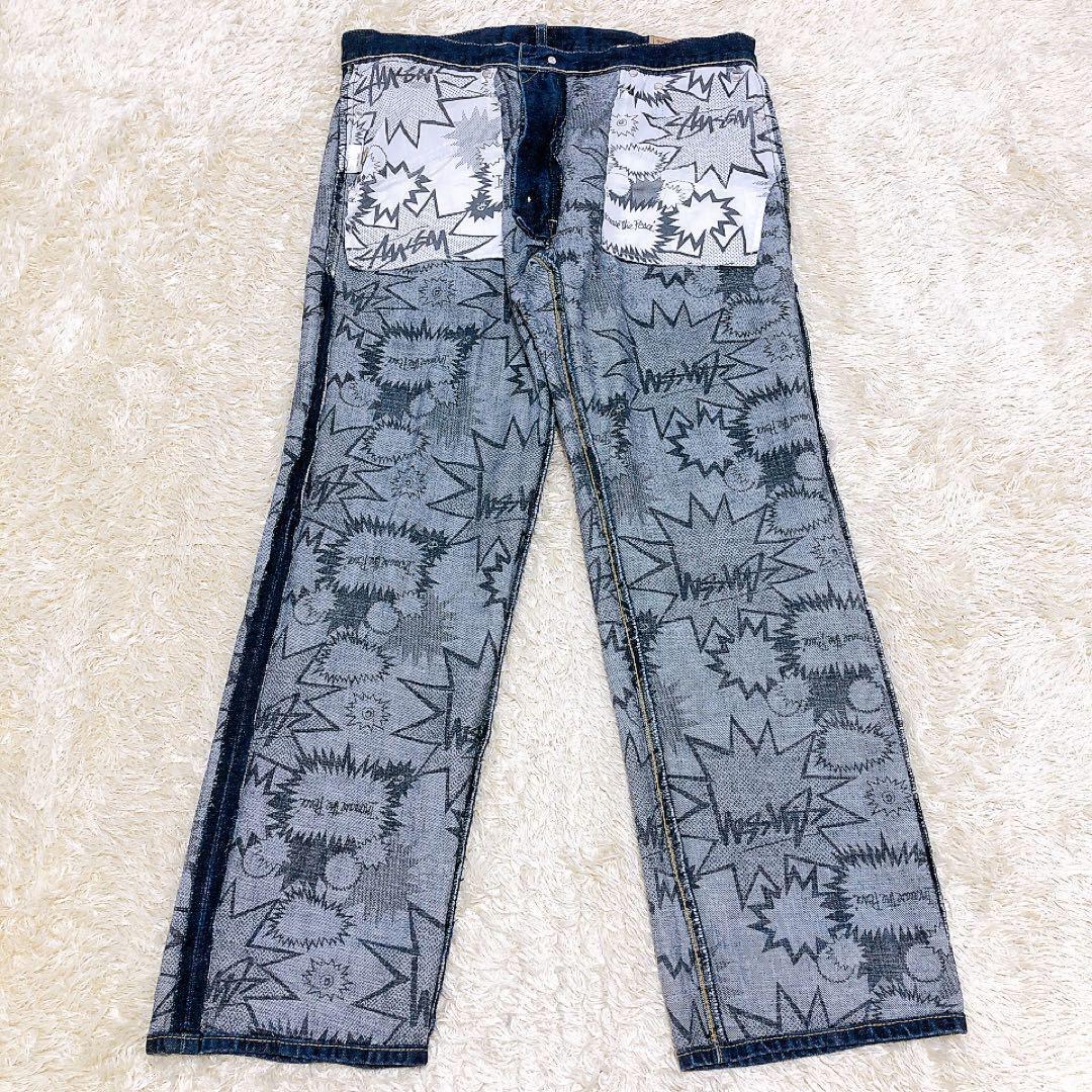 Stussy Rough And Rugged Denim Pants All Over Pattern Stussy Rough And Rugged Denim Pants All Over Pattern