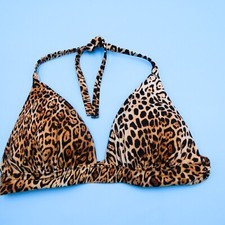Victorias Secret Large Leopard Print Triangle Halter Padded Bikini Top Swimwear