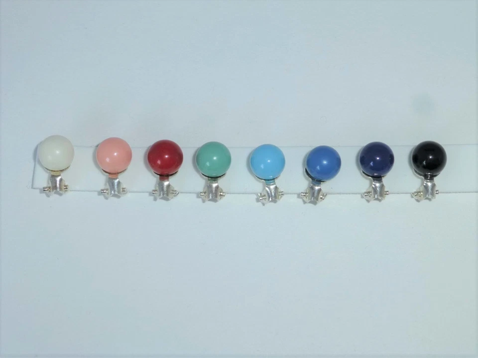 Ohrclips Silber 925 Perle opak Koralle Rot Türkis Schwarz - Bild 2 von 4