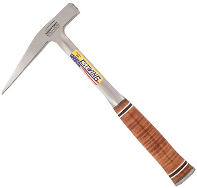 Estwing E13P Lightweight Rock Pick, Smooth Face, Genuine Leather Grip, USA Made