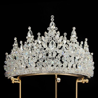 10cm Tall Large Crystal Beads Tiara Wedding Queen Princess  display picture 1