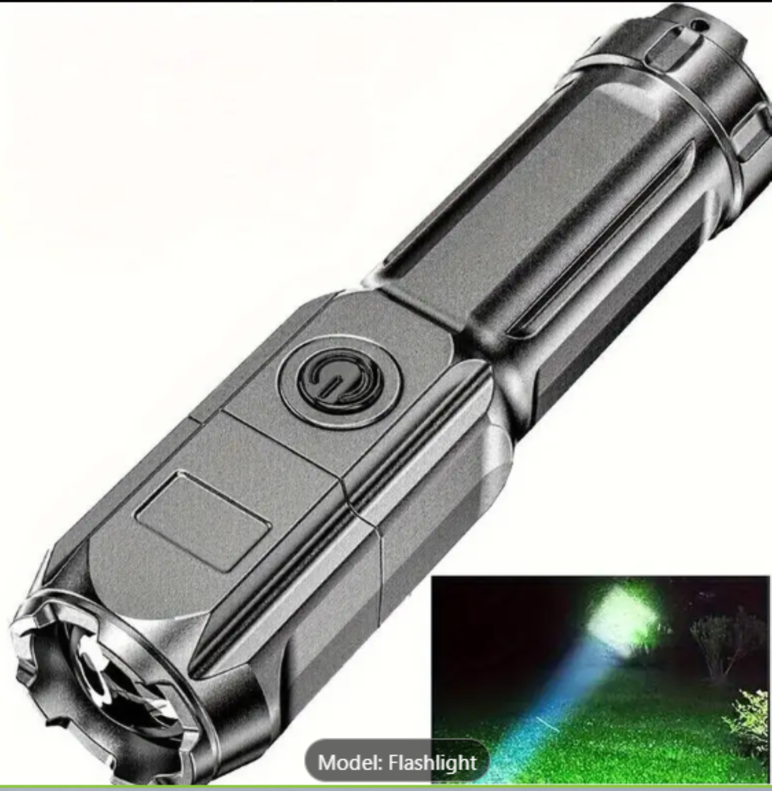 Flashlight, LED USB Charge Telescope Focus No Batteries Needed Free Fast Ship