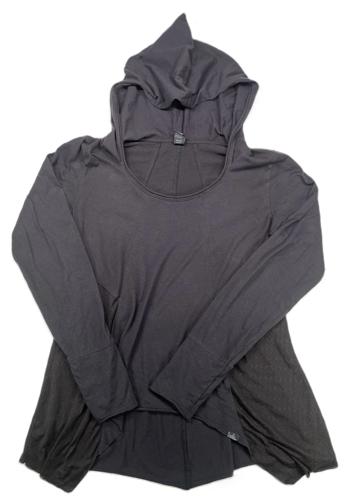 Prana Breathe Women's Lauriel Pullover Hoodie Sweatshirt Black & Gray Size M