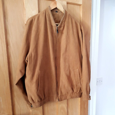 (A*) Canson Of Denmark Mens Faux Suede Bomber Jacket Sand Lined Size 52'' Chest 