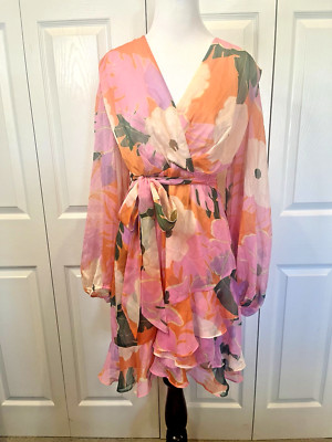 NEW Alex Marie Size 10 Floral Long Sleeve Tie Waist Dress NWT Easter Dress