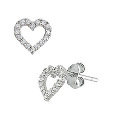 Sterling Silver 925 Full Heart Fashion Cz Stud Earring