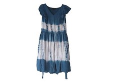 Lane Bryant Women's Dye Midi Dress Size 14 Blue White