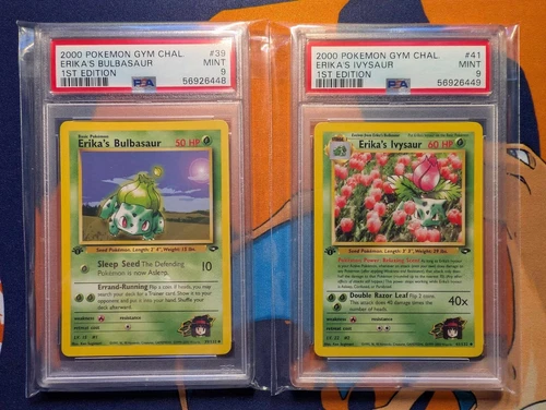 Pokemon Gym Challenge 1st Edition Bulbasaur & Ivysaur PSA 9 sequential Garded
