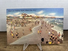 Vintage Beach And Bathing Scene, Ocean City N. J. Postcard Tichnor Bros. Inc.