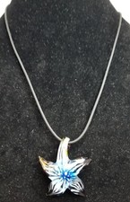 Glass Starfish Pendant Necklace, Corded, Art Glass