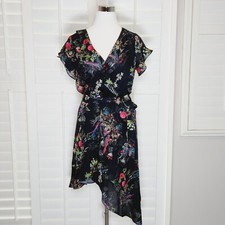 NWT $358 PARKER Black Alexia Asymmetrical Floral Dress Medium SKU1911