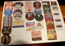 MIXED LOT OF 35 BEER CARDBOARD COASTERS VARIOUS DUPLICATES SOME RARE