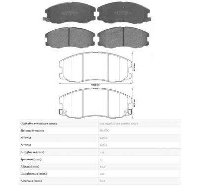 KIT 4 PASTICCHE FRENI ANTERIORI VW PASSAT SW 2.3 VR5 110KW DAL 1997