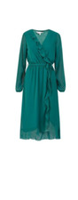 YUMI Green Ruffle Wrap Midi Dress size UK 10 Euro 38